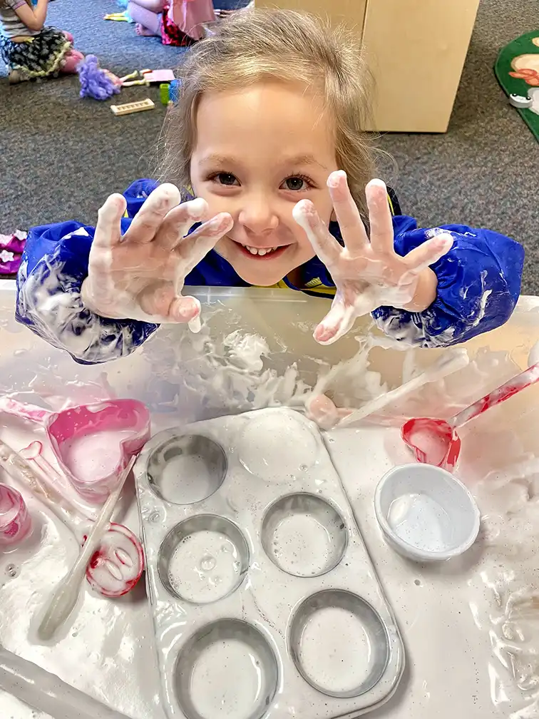 Girl with Messy hands and smiling face