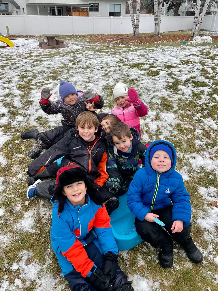 Kids playing in the snow